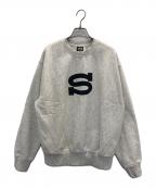 stussyステューシー）の古着「LETTERMAN CREW」｜グレー