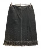 valenza po sportsバレンザ ポー スポーツ）の古着「フリンジデニムスカート」｜インディゴ