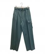CULLNIクルニ）の古着「Chambray Twill Patch Pocket Wide Pants」｜グリーン
