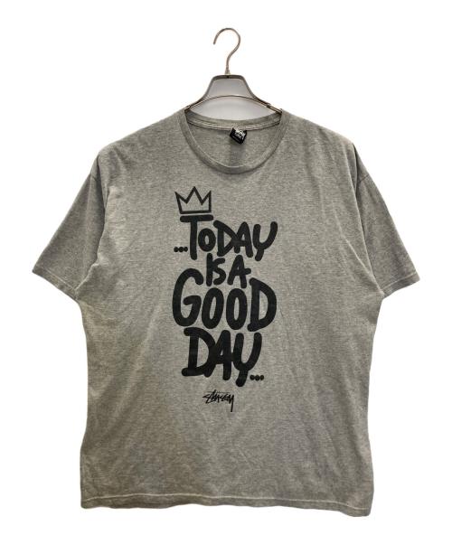 stussy（ステューシー）stussy (ステューシー) プリントロゴTee グレー サイズ:XLの古着・服飾アイテム