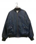 MIDIUMISOLIDミディウミソリッド）の古着「ブルゾン」｜ブルー×ブラック