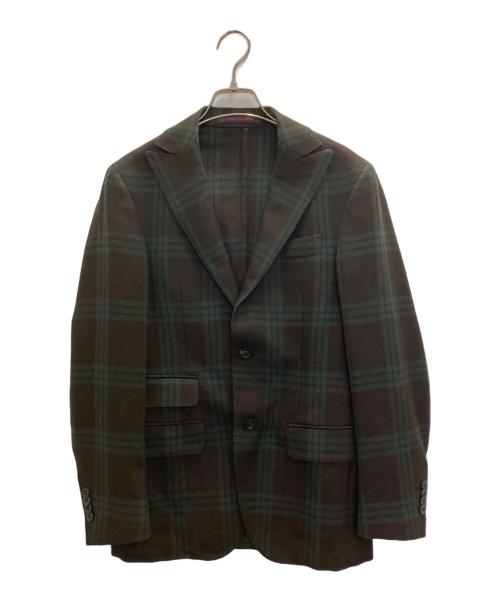 THE GIGI（ザ・ジジ）THE GIGI (ザ・ジジ) DEGAS2 ブラックウォッチ ピークドラベルジャケット グリーン サイズ:42の古着・服飾アイテム