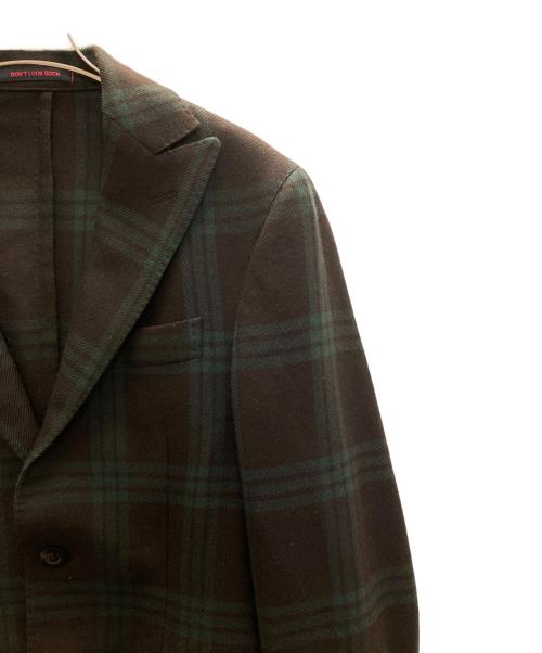 THE GIGI（ザ・ジジ）THE GIGI (ザ・ジジ) DEGAS2 ブラックウォッチ ピークドラベルジャケット グリーン サイズ:42の古着・服飾アイテム