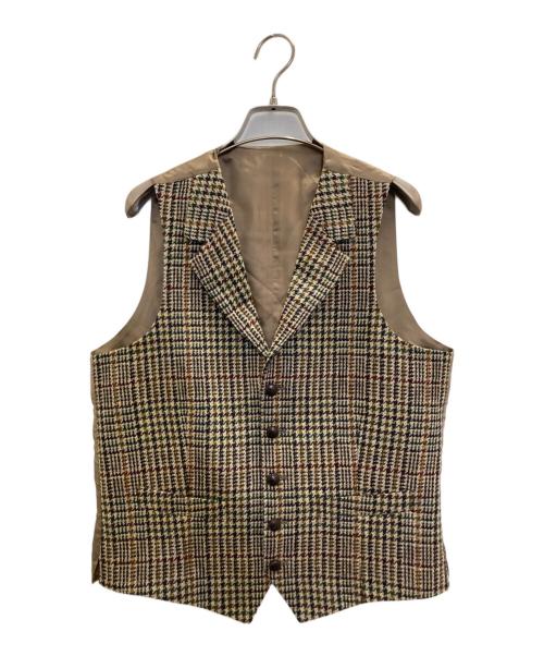 CARUSO（カルーゾ）CARUSO (カルーゾ) ツイード チェック ラペルド ベスト ベージュ サイズ:44の古着・服飾アイテム