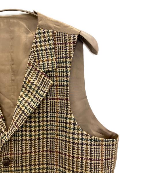 CARUSO（カルーゾ）CARUSO (カルーゾ) ツイード チェック ラペルド ベスト ベージュ サイズ:44の古着・服飾アイテム
