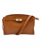 DAKOTAダコタ）の古着「ターンロックレザーショルダーバッグ」｜ブラウン