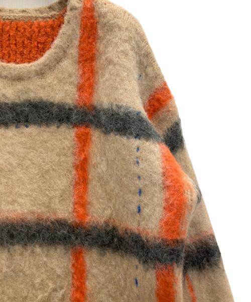 PAMM（パム）pamm (パム) 透明な空気のチェックニット ベージュ サイズ:FREEの古着・服飾アイテム