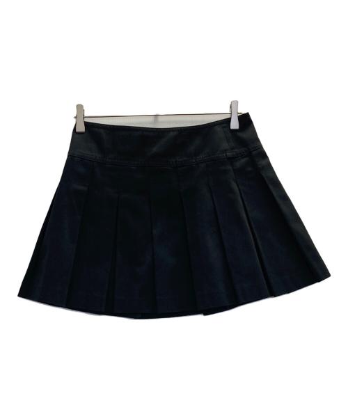 BURBERRY BLUE LABEL（バーバリーロンドンブルーレーベル）BURBERRY BLUE LABEL (バーバリーロンドンブルーレーベル) ウエストダブルベルトプリーツミニスカート ブラック サイズ:38の古着・服飾アイテム