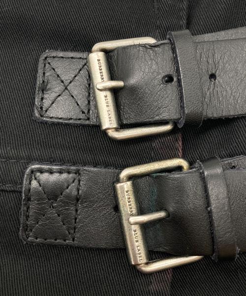 BURBERRY BLUE LABEL（バーバリーロンドンブルーレーベル）BURBERRY BLUE LABEL (バーバリーロンドンブルーレーベル) ウエストダブルベルトプリーツミニスカート ブラック サイズ:38の古着・服飾アイテム