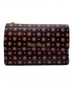 MIU MIUミュウミュウ）の古着「レザーフラワーウォレット」｜ブラック