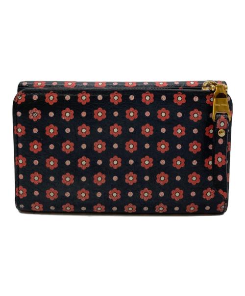 MIU MIU（ミュウミュウ）MIU MIU (ミュウミュウ) レザーフラワーウォレット ブラックの古着・服飾アイテム