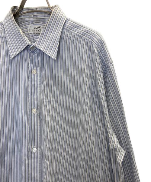 HERMES（エルメス）HERMES (エルメス) セリエボタンストライプシャツ ブルー サイズ:42の古着・服飾アイテム
