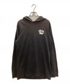 stussyステューシー）の古着「フード付カットソー」｜ブラック