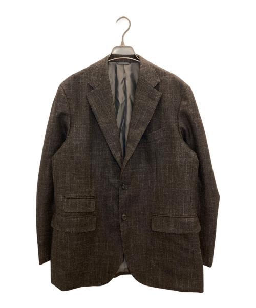 PAPAS（パパス）PAPAS (パパス) silk and cashmere blend tailored jacket ブラウン サイズ:Mの古着・服飾アイテム