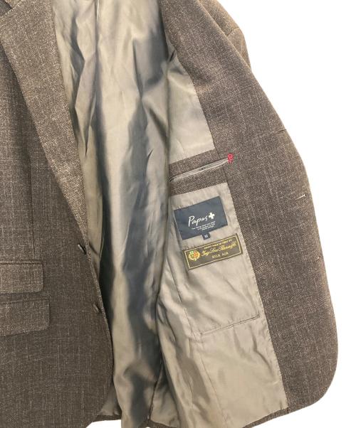 PAPAS（パパス）PAPAS (パパス) silk and cashmere blend tailored jacket ブラウン サイズ:Mの古着・服飾アイテム