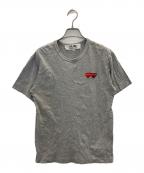 PLAY COMME des GARCONSプレイコムデギャルソン）の古着「ダブル・ハートワッペン・Tシャツ」｜グレー