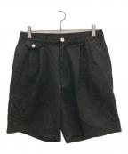 is-nessイズネス）の古着「サマーウールショートパンツ」｜ブラック