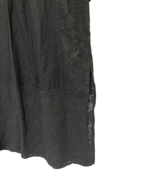 sara mallika（サラマリカ）sara mallika (サラマリカ) Cotton Linen Joint Lace Dress ブラック サイズ:Sの古着・服飾アイテム