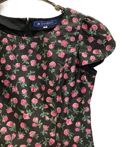 M'S GRACY（エムズグレイシー）M'S GRACY (エムズグレイシー) フラワーカップスリーブワンピース ブラック サイズ:Mの古着・服飾アイテム
