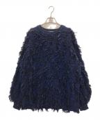 Laraajiララージ）の古着「カットフリンジプルオーバーニット」｜ネイビー