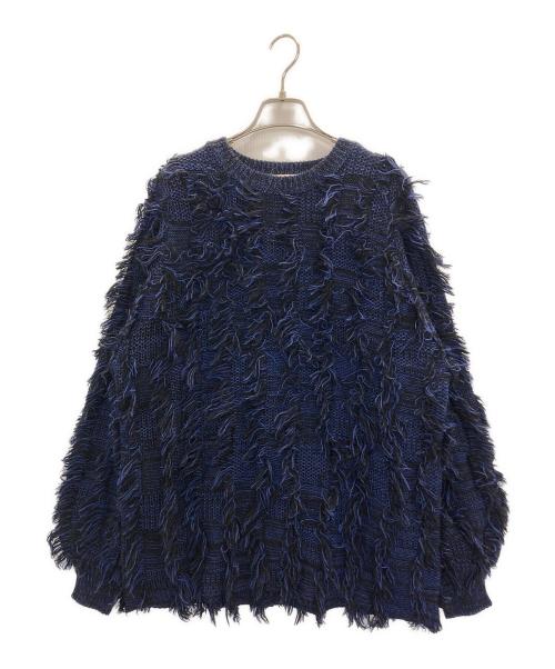 Laraaji（ララージ）Laraaji (ララージ) カットフリンジプルオーバーニット ネイビー サイズ:Ⅿ 未使用品の古着・服飾アイテム
