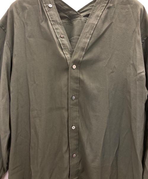 BEARDSLEY（ビアズリー）BEARDSLEY (ビアズリー) カラーレスシャツワンピース グリーンの古着・服飾アイテム