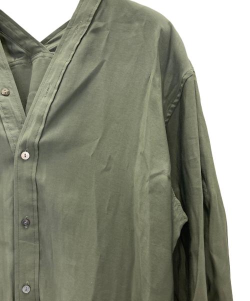 BEARDSLEY（ビアズリー）BEARDSLEY (ビアズリー) カラーレスシャツワンピース グリーンの古着・服飾アイテム