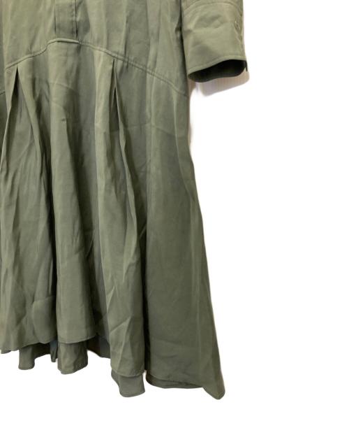 BEARDSLEY（ビアズリー）BEARDSLEY (ビアズリー) カラーレスシャツワンピース グリーンの古着・服飾アイテム