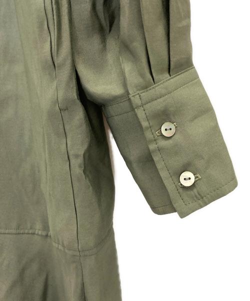 BEARDSLEY（ビアズリー）BEARDSLEY (ビアズリー) カラーレスシャツワンピース グリーンの古着・服飾アイテム