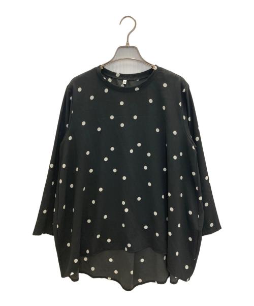 BEARDSLEY（ビアズリー）BEARDSLEY (ビアズリー) ドット後ろドレープTブラウス ブラックの古着・服飾アイテム