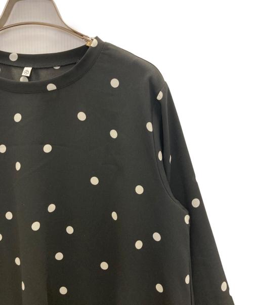 BEARDSLEY（ビアズリー）BEARDSLEY (ビアズリー) ドット後ろドレープTブラウス ブラックの古着・服飾アイテム