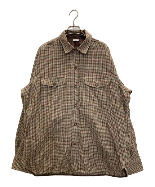 CARUSO（カルーゾ）CARUSO (カルーゾ) 千鳥柄シャツジャケット ブラウン サイズ:Ⅼの古着・服飾アイテム