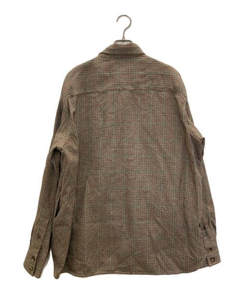 CARUSO（カルーゾ）CARUSO (カルーゾ) 千鳥柄シャツジャケット ブラウン サイズ:Ⅼの古着・服飾アイテム