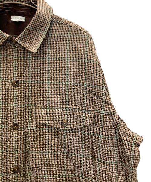 CARUSO（カルーゾ）CARUSO (カルーゾ) 千鳥柄シャツジャケット ブラウン サイズ:Ⅼの古着・服飾アイテム