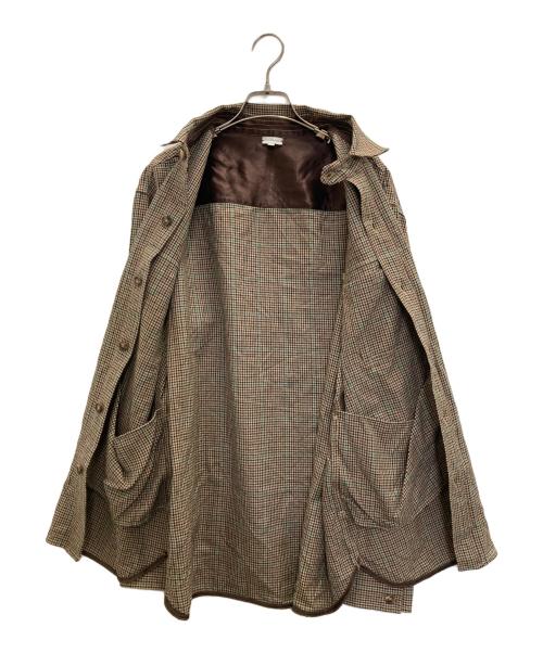 CARUSO（カルーゾ）CARUSO (カルーゾ) 千鳥柄シャツジャケット ブラウン サイズ:Ⅼの古着・服飾アイテム