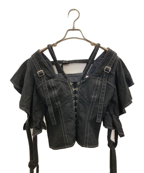 rurumu（ルルムウ）rurumu (ルルムウ) flare ribbon sleeve bustier ブラック サイズ:FREEの古着・服飾アイテム