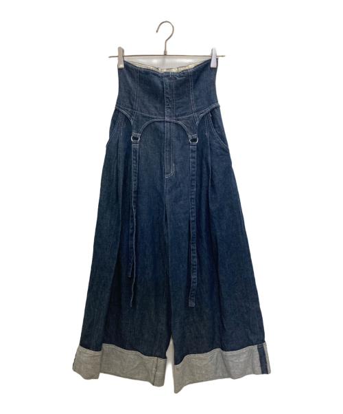 rurumu（ルルムウ）rurumu (ルルムウ) corset wide pants ネイビー サイズ:Sの古着・服飾アイテム