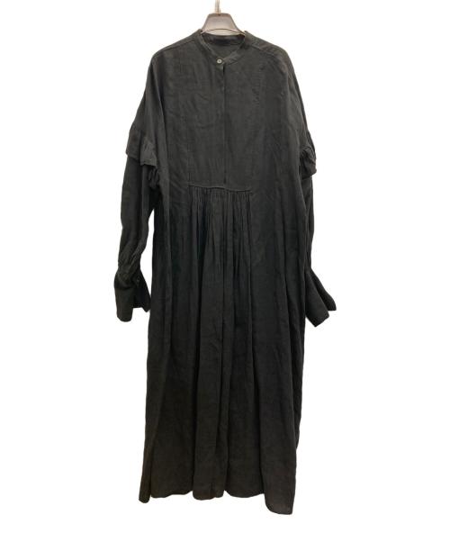 Whim Gazette（ウィムガゼット）Whim Gazette (ウィムガゼット) フレンチリネンワンピース ブラック サイズ:FREEの古着・服飾アイテム