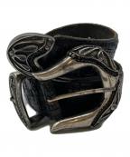 TORNADO MARTトルネードマート）の古着「型押し装飾バックルレザーベルト」｜ブラック