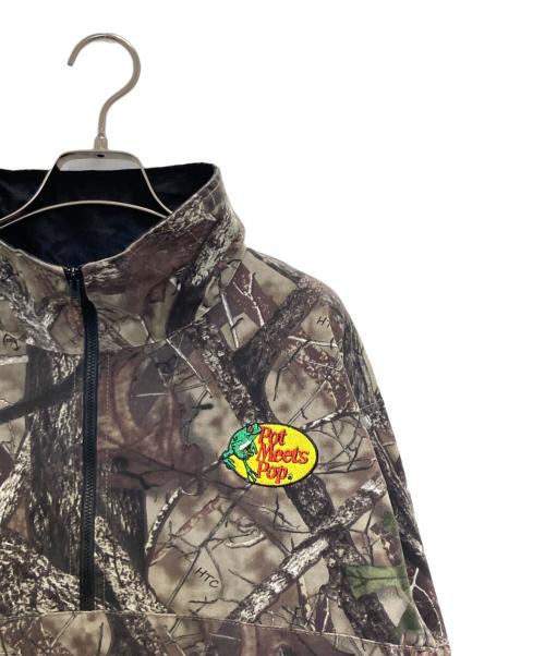 POT MEETS POP（ポットミーツポップ）Pot Meets Pop (ポットミーツポップ) HALF ZIP JACKET REAL CAMO ブラウン サイズ:Lの古着・服飾アイテム