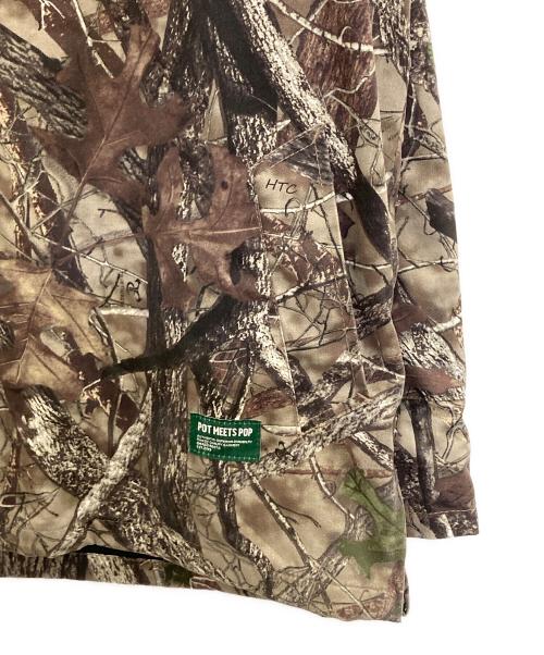 POT MEETS POP（ポットミーツポップ）Pot Meets Pop (ポットミーツポップ) HALF ZIP JACKET REAL CAMO ブラウン サイズ:Lの古着・服飾アイテム