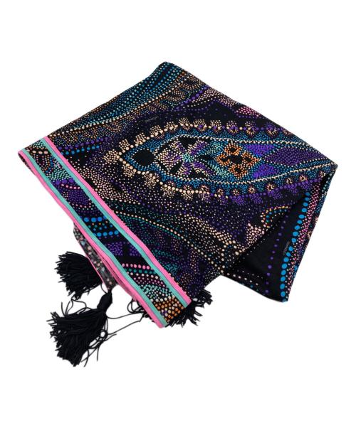 LEONARD FASHION（レオナールファッション）LEONARD FASHION (レオナールファッション) シルクウールブレンドタッセルストール ブラックの古着・服飾アイテム