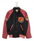 BISON SPORTS WEARビソンスポーツウェア）の古着「バーシティジャケット」｜レッド×ブラック