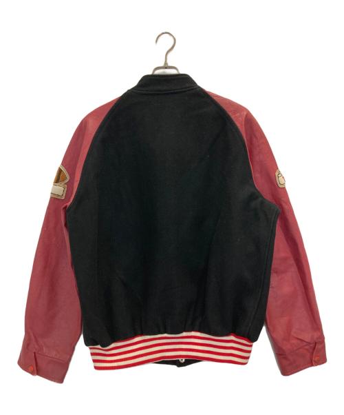 BISON SPORTS WEAR（ビソンスポーツウェア）BISON SPORTS WEAR (ビソンスポーツウェア) バーシティジャケット レッド×ブラック サイズ:表記無しの古着・服飾アイテム