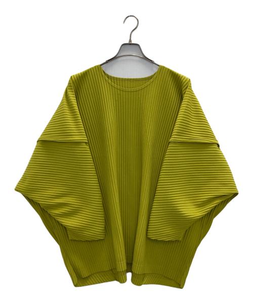 HOMME PLISSE ISSEY MIYAKE（オム プリッセ イッセイ ミヤケ）HOMME PLISSE ISSEY MIYAKE (オム プリッセ イッセイ ミヤケ) オーバーサイズドドルマンスリーブプリーツTシャツ イエロー サイズ:3の古着・服飾アイテム