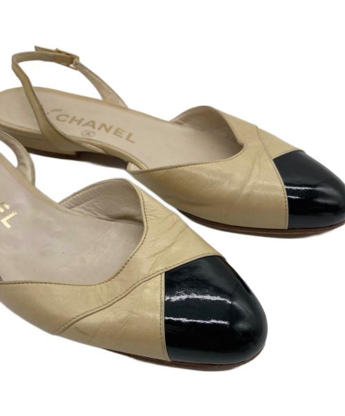 CHANEL（シャネル）CHANEL (シャネル) バイカラーサンダル ベージュ×ブラック サイズ:6の古着・服飾アイテム