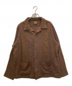 KUSTOM STYLEカスタムスタイル）の古着「コットンリネンキューバシャツ」｜ブラウン