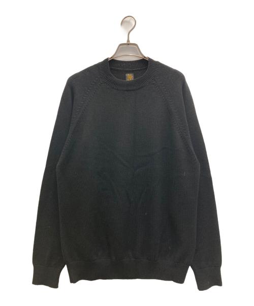BATONER（バトナ―）BATONER (バトナ―) AGING WOOL RAGLAN SLEEVE CREW NECK ブラック サイズ:2の古着・服飾アイテム