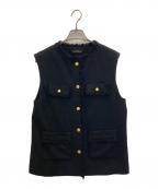 green label relaxingグリーンレーベルリラクシング）の古着「ツイードフリンジベスト」｜ブラック