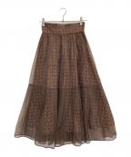 Snidelスナイデル）の古着「プリーツシフォンレイヤードプリントスカート」｜ブラウン